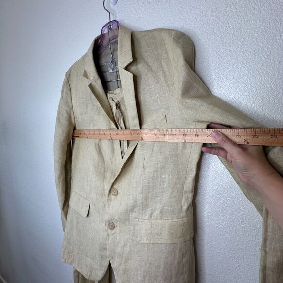 NWT BLESS 2-Piece Tan Pastel Melange 100% Linen Sakko Shirt & Linen Pants Medium - Picture 12 of 16